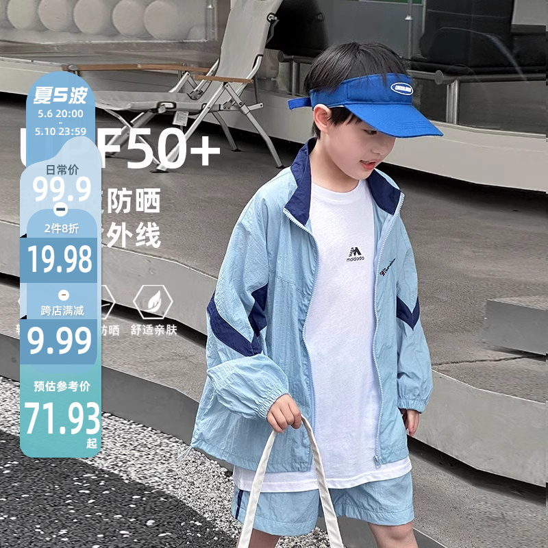 男童运动服upf50+防晒速干套装2024夏季新款儿童防紫外线夏装童装